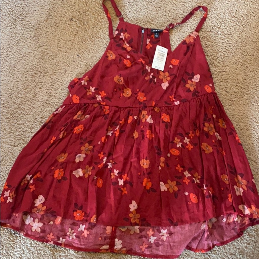 Red Floral Racerback Tank Top